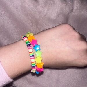 Rainbow Star Beaded Bracelet Set - Multicolor